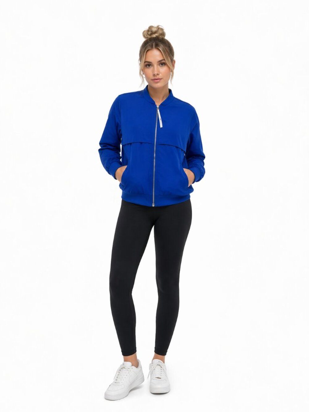 Adidas Originals Overlay True Blue Bomber Jacket Womens Size S